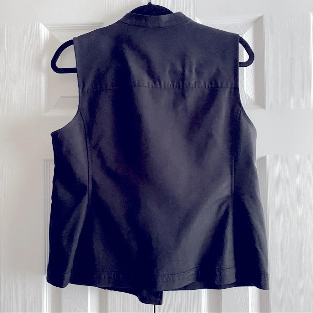 RAFAELLA COTTON SLEEVELESS ASYMMETRICAL ZIP UP VEST Black 12